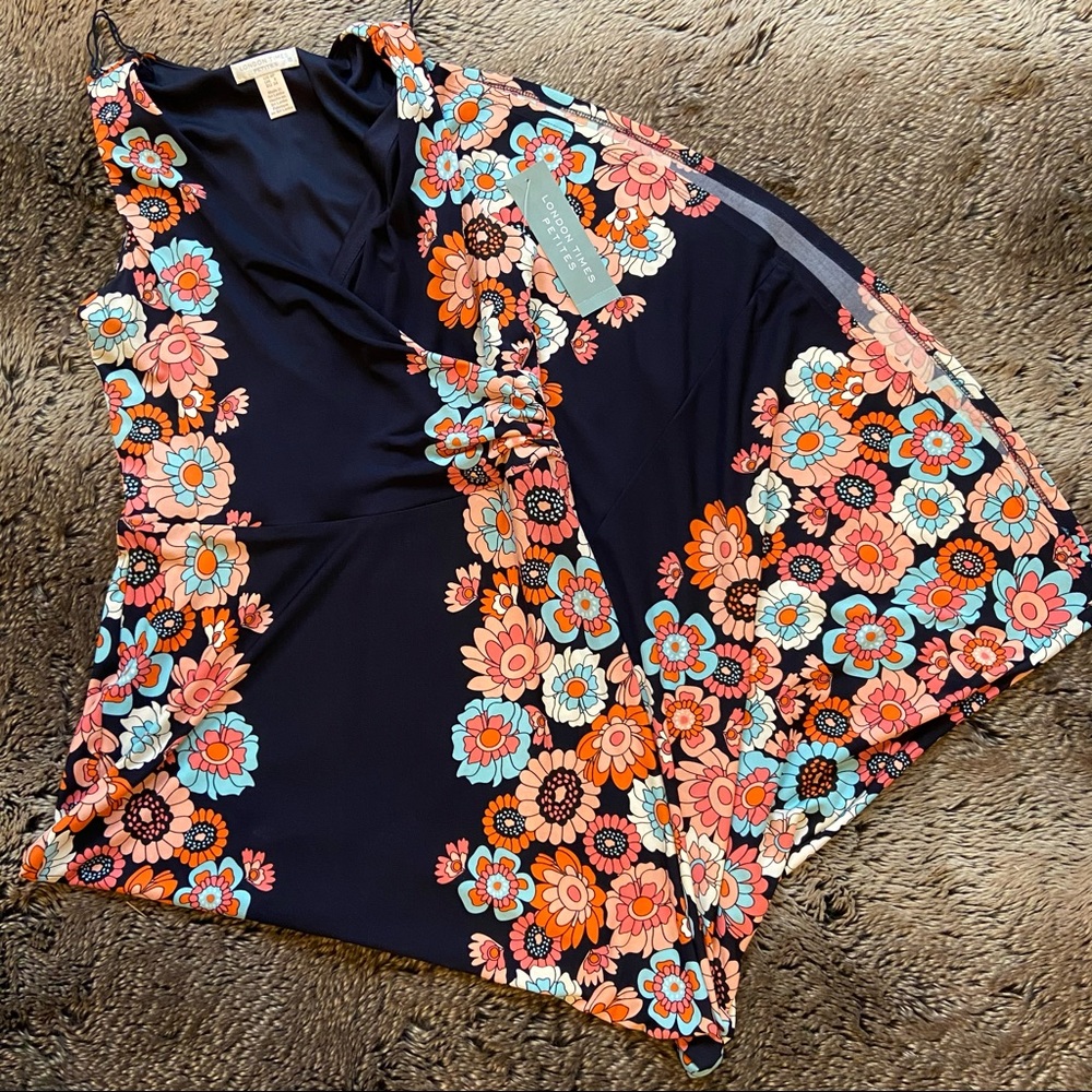 Navy Blue Floral Petite Maxi Dress